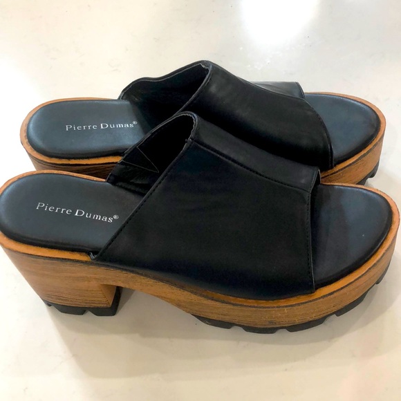 Pierre Dumas Colby-1 472500057 black wedge chunky fall womens size 9m sandals - Picture 1 of 8